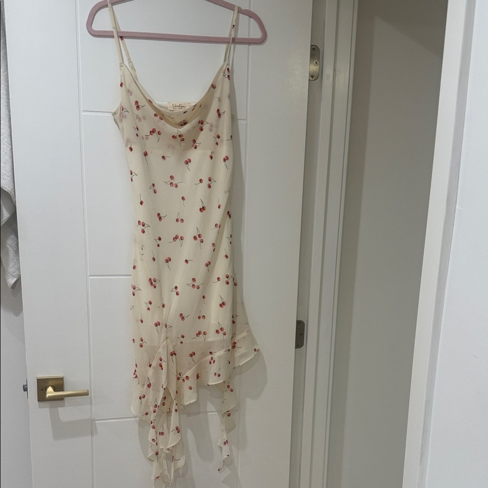 Jessica Simpson Cherry Cream and Red Asymmetrical Dress Medium